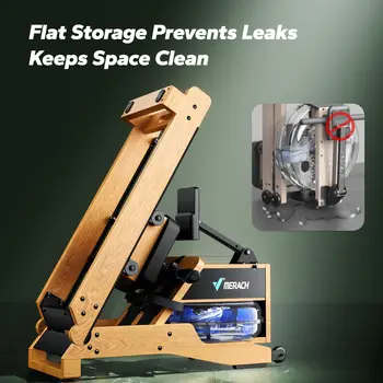 MERACH Water Rowing Machines for Home Oak Wood Rower with 12 Enhanced Resistance Blades Upgraded Handle Adjustable Footpad & App 3