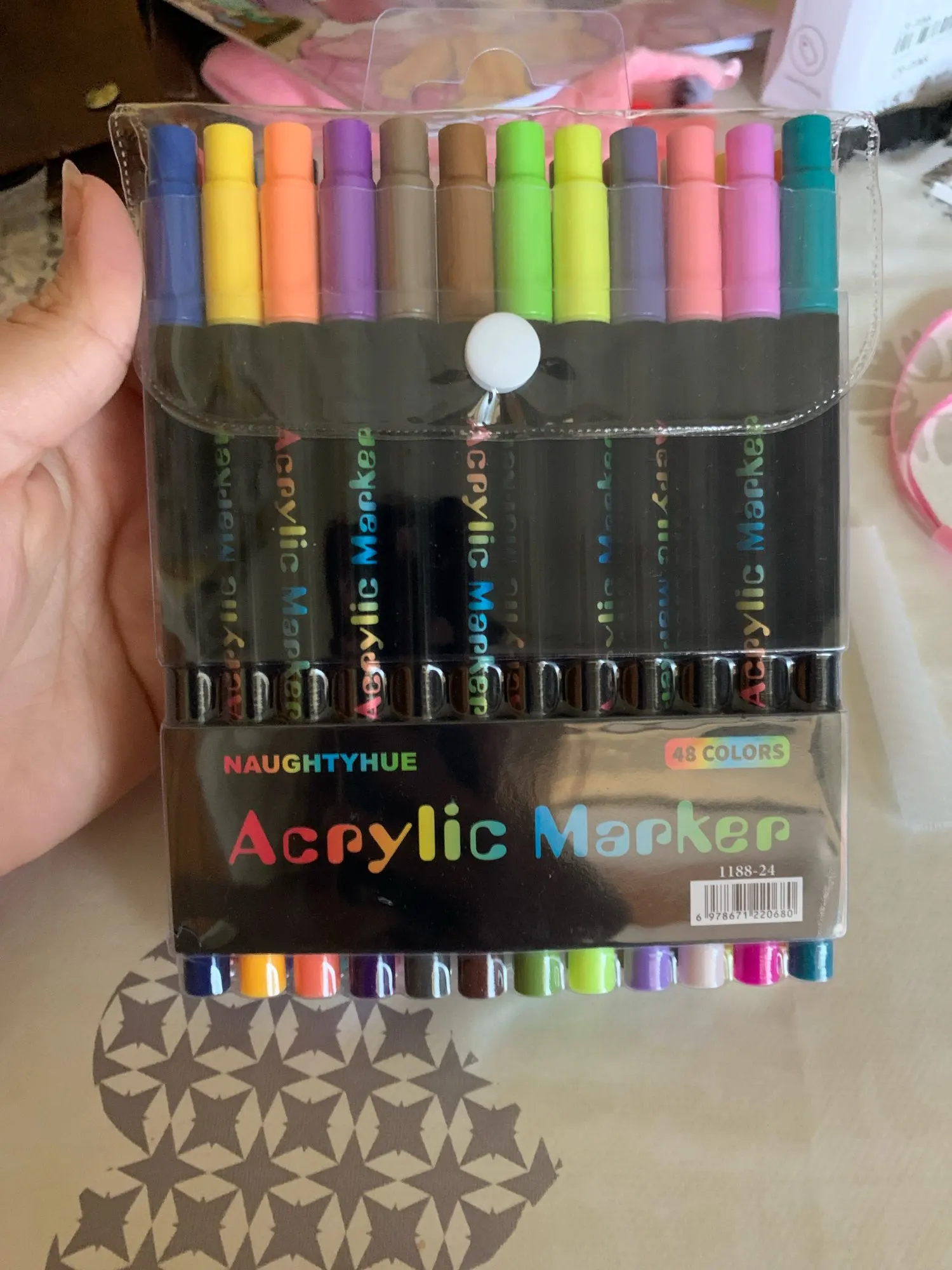 Rotuladores de pintura acrílica de 48 colores para uso artístico profesional, bolígrafos finos y con punta de doble punta, adecuados para piedra, madera y caligrafía photo review