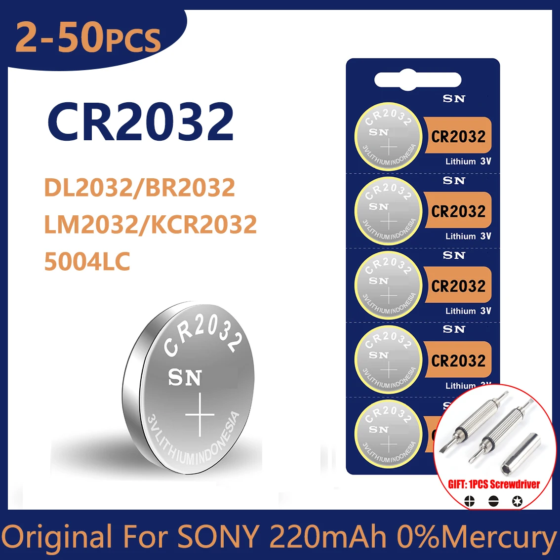 Originale Per Sony 2-50Pcs Cr2032 Batteria A Bottone Al Litio 220Mah Capacità Ultra Elevata Con Potente Uscita 3V Per Tv Remote Car Fob