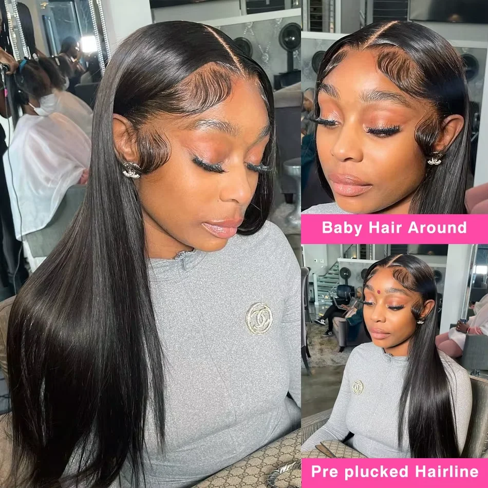 300% 13x6 HD Lace Frontal Wig 100% Raw Human Hair Straight Lace Front Wig 30 36 Inch 5x5 HD Lace Glueless Wig No Glue Human Hair 2