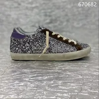 Classical GOLDEN Shoes Designer Women's GOOSE Sneakers Gold Silver Glitter Leopard Leather Graffiti Style Shoe 1