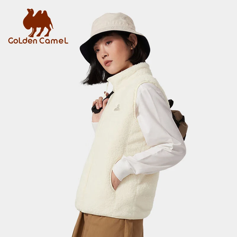 

GOLDEN CAMEL Outdoor Hiking Vests Coral Fleece Warm Vest Women Jackets 2023 Autumn New Double-sided Hiking Jacket Women's Cloth