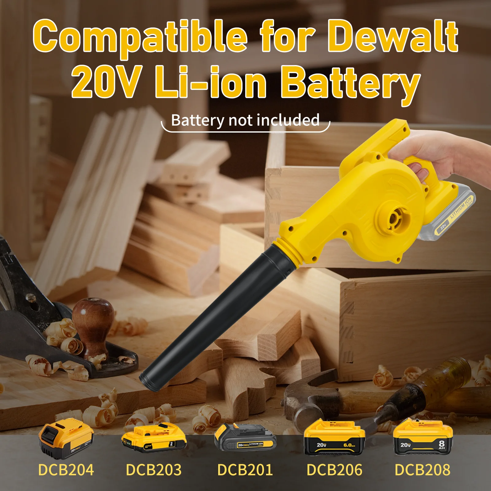 Cordless Leaf Blower for Dewalt 20V Battery Electric Jobsite Air Blower 2-in-1 Handle Electric Blower and Vacuum Cleaner 2