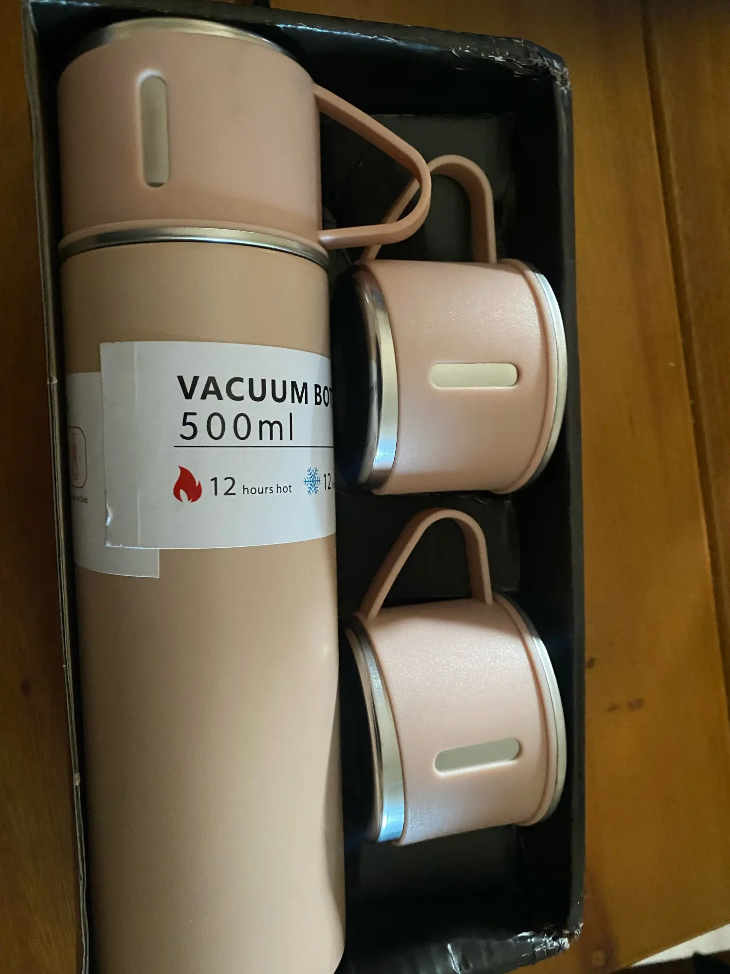 Kit Garrafa Térmica Conjunto Frasco A Vácuo 500ml Com 3 Xícaras photo review