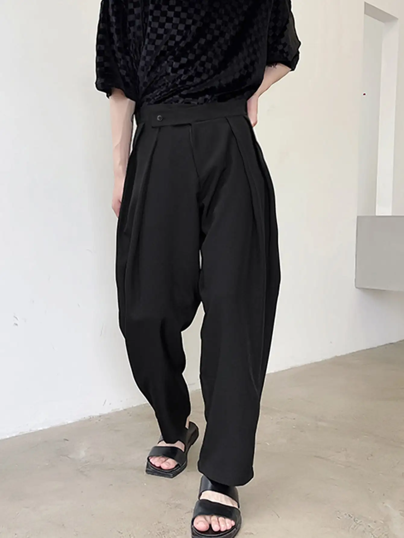 Pantalones Largos Informales Con Cordón Y Cintura Elástica Para Hombre