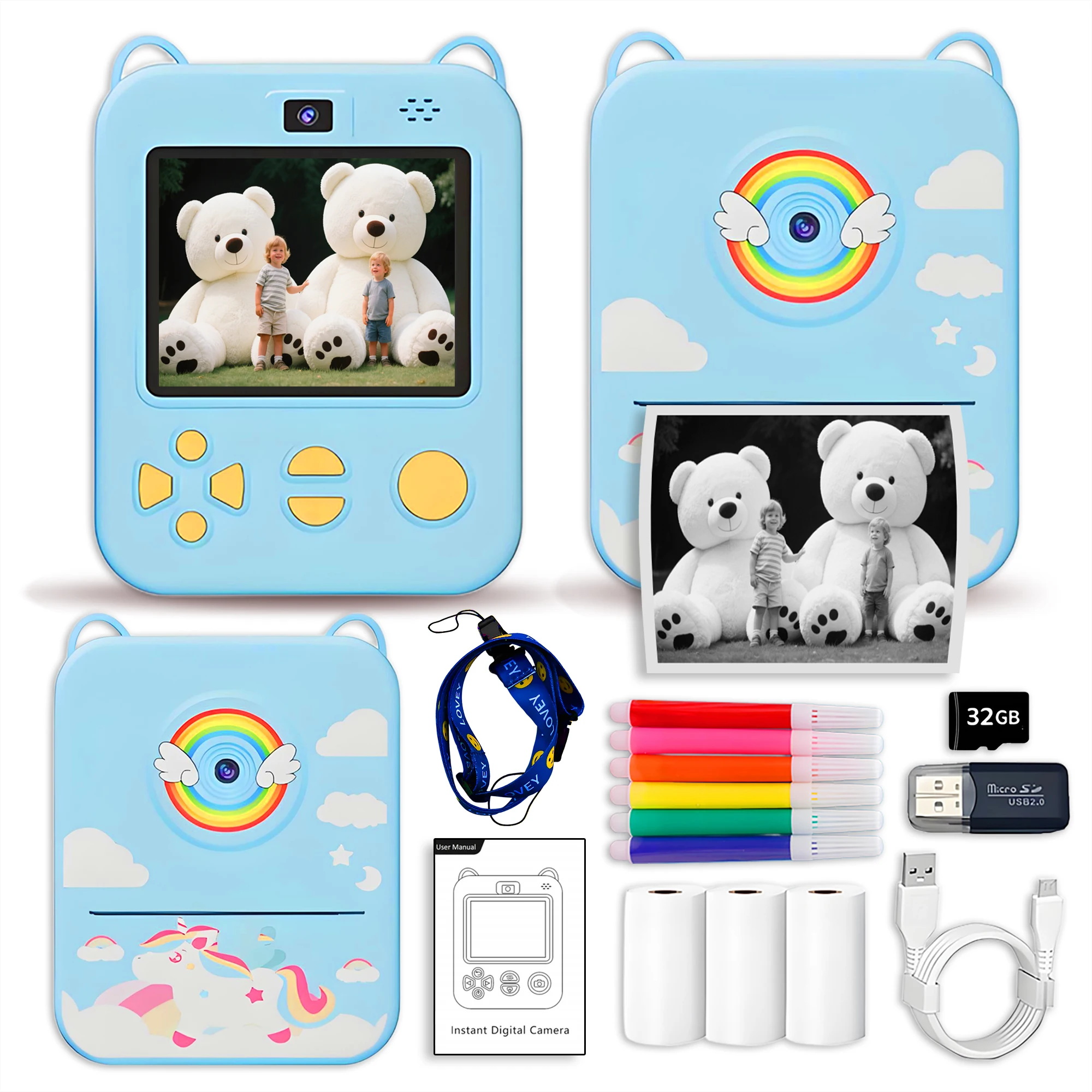 Kids Instant Print Digital Camera - Portable & Fun Photography Experience