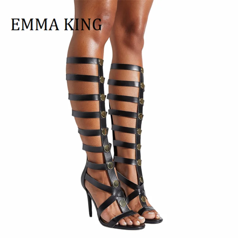 Summer Women Gladiator Sandals FauxLeather Back Zipper Sandal Boots