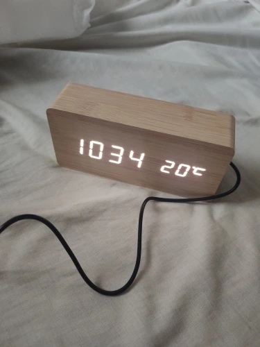 Wooden Digital Alarm Clock LED Wooden photo review