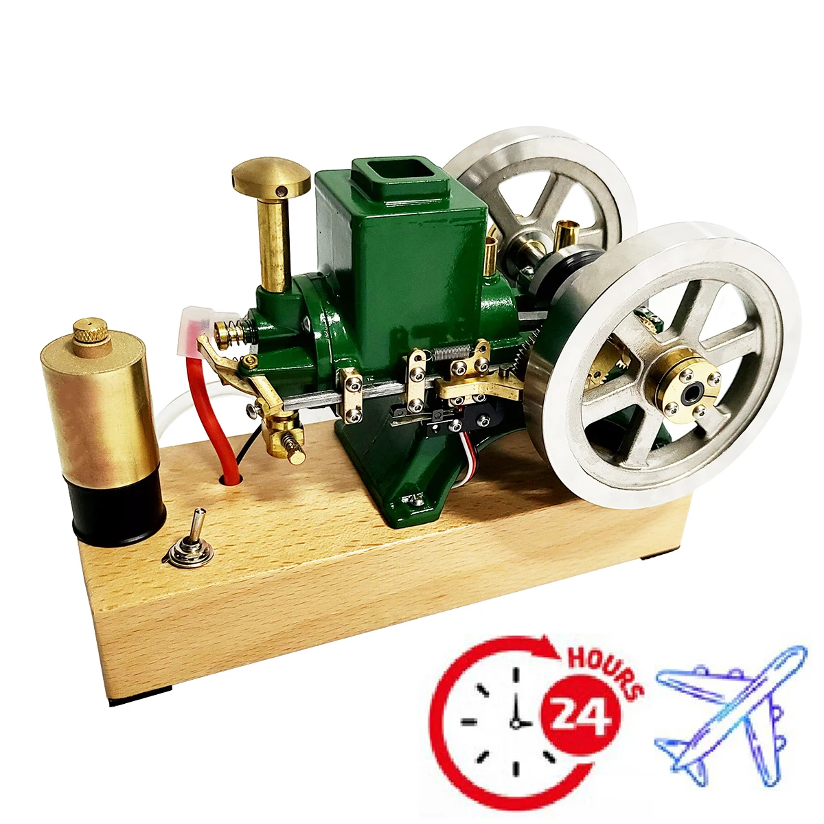 6CC Mini Horizontal Internal Combustion Engine Model Metal Four Stroke Gasoline Engine Cooling Model Experimental Toy Hit&Miss