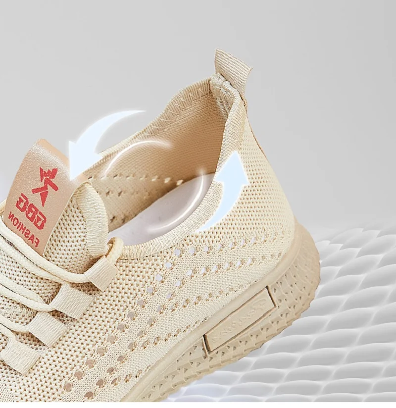 Slip-On Women Vulcanized Shoes Breathable Lace Up Sport Sneakers Anti-Slip Mesh Flats Shoes Soft Sole Running Shoes Size 35-40