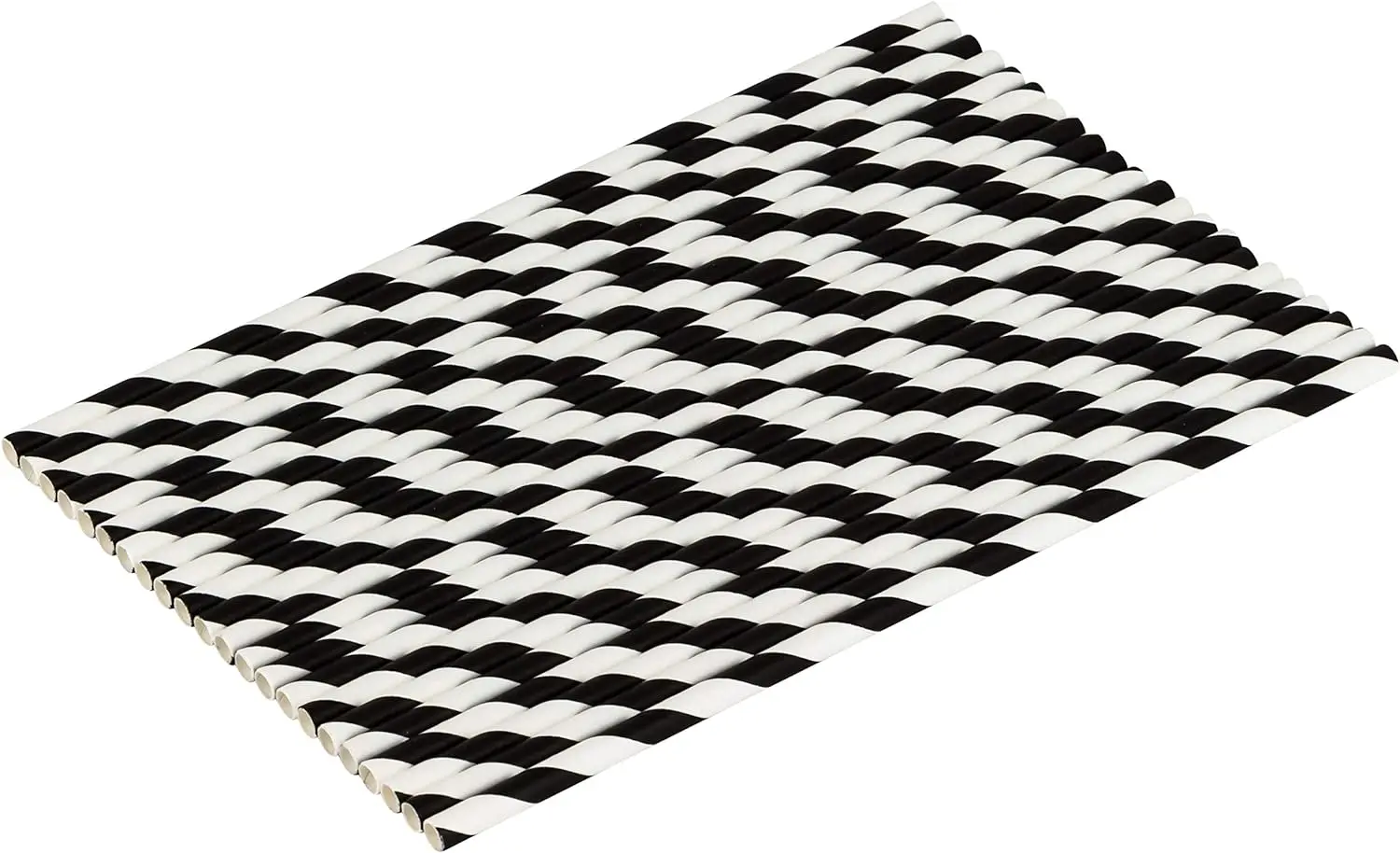 [100pcs] Biodegradable Striped Paper Straws for Party, Events and Crafts,Baby Shower Decorations 7.75 Inches, Black & White