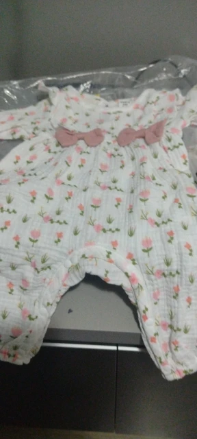 Baby Floral Bow Long-Sleeve Jumpsuit & Headband Set, 0–6M photo review