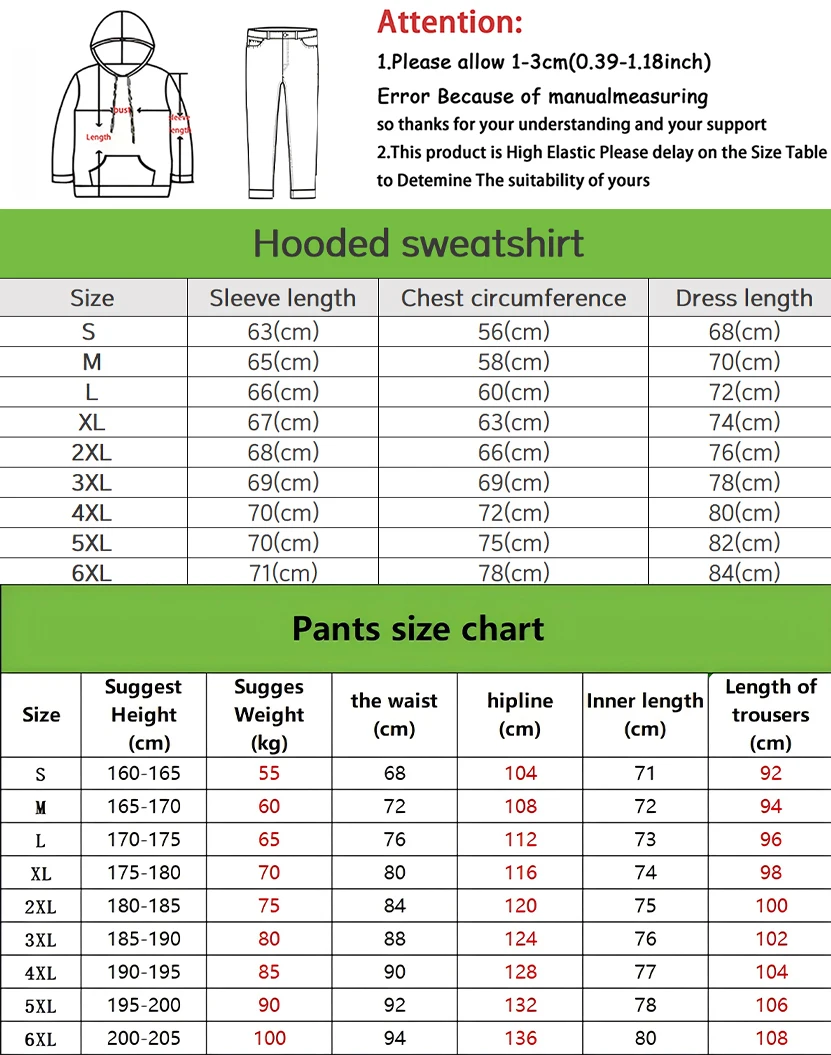 Men’s autumn 3D duck print hoodie and sweatpants outdoor sports set  Chart