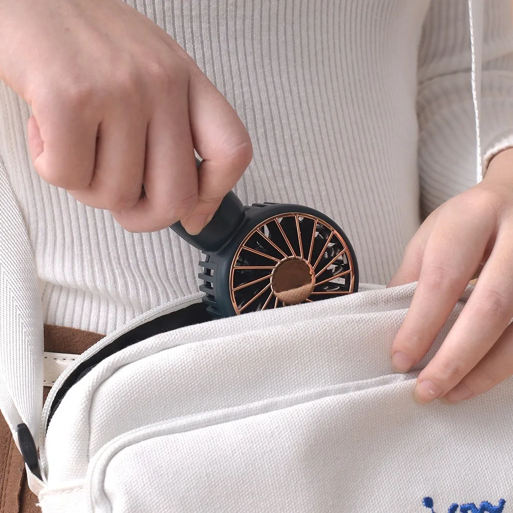 Mini Fan USB Fan Handheld Portable Fan Buckle Charging Silent for Office Outdoor Travel Student Summer 3