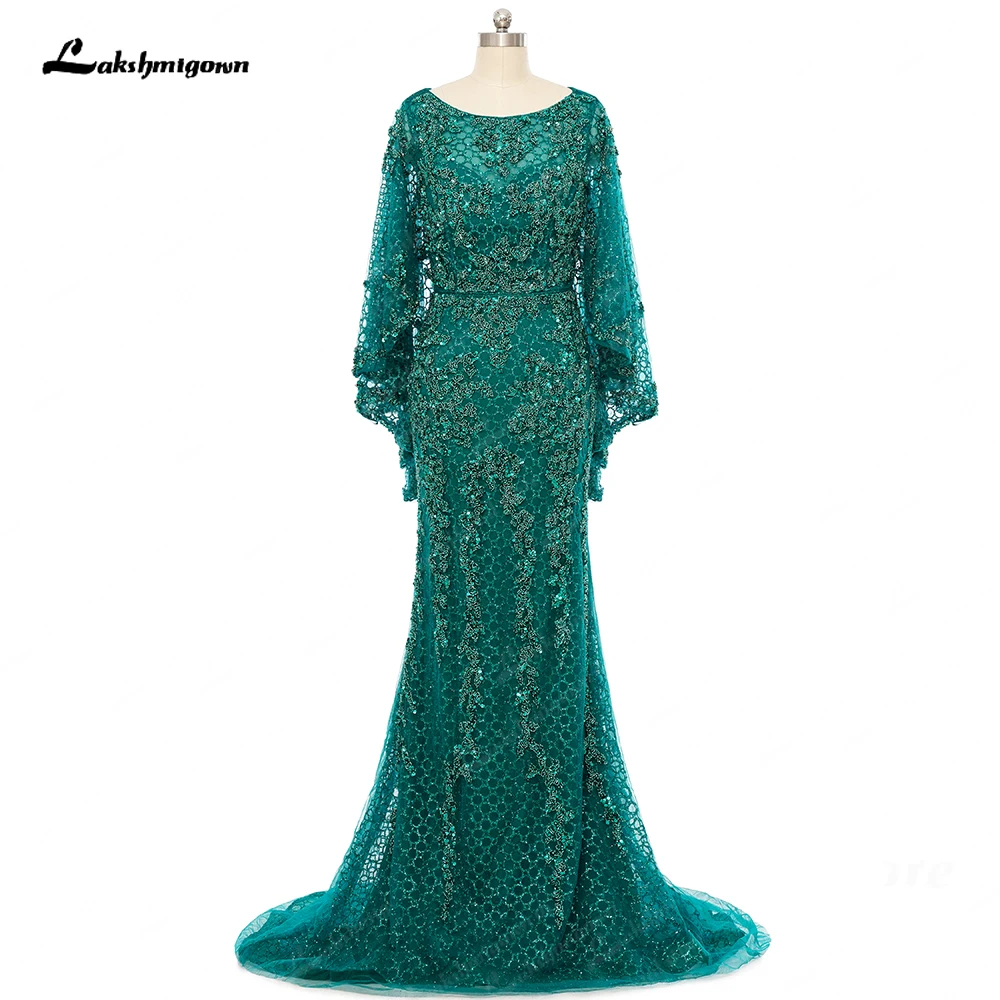 

Женское вечернее платье с юбкой годе, Элегантное Длинное Платье с круглым вырезом, рукавами «летучая мышь» и вышивкой бусинами для торжественных случаев