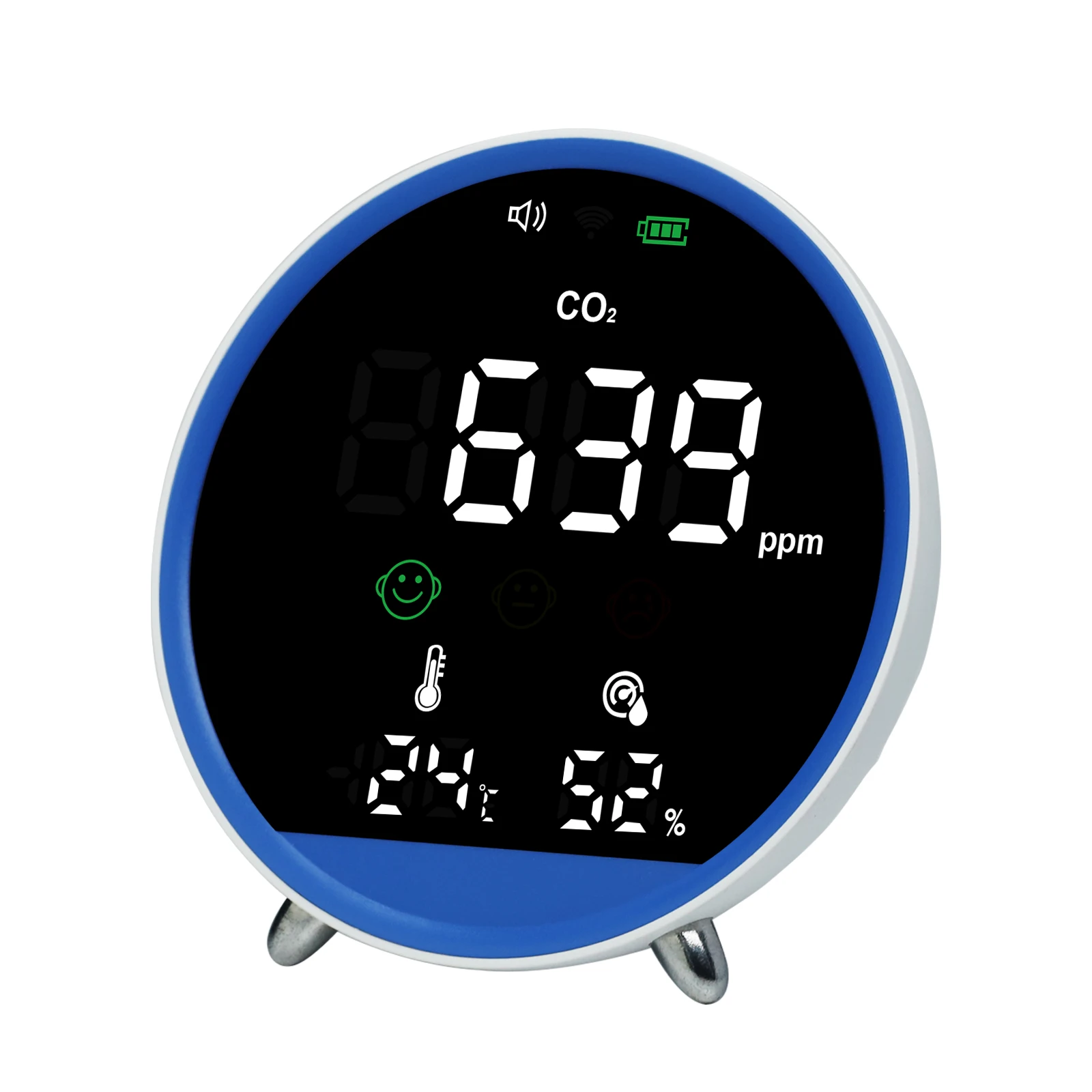 

Цифровой цветной детектор углекислого газа IAQ 400 ~ 5000PPM тестер температуры и влажности с индикатором значков лица NDIR