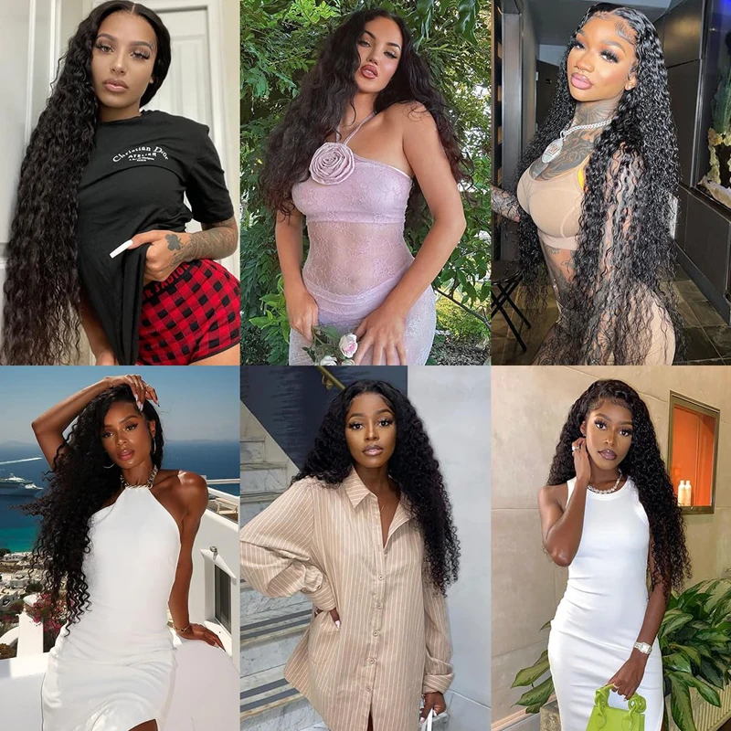 Human Hair Wig Deep Wave 13x4 13x6 Lace Front Pre Plucked Brazilian Water Wave Wet Wavy 180%
