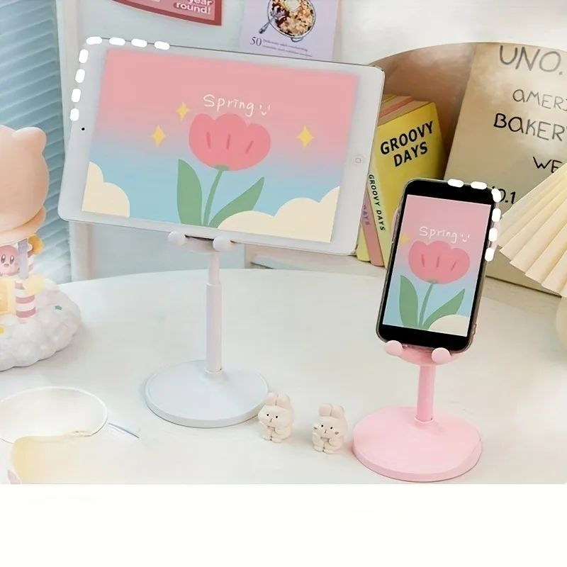 Desk Phone Holder Desktop Cell Phone Stand For iPhone 15 14 Samsung Smartphone Adjustable Lovely Rabbit Cartoon Table Support