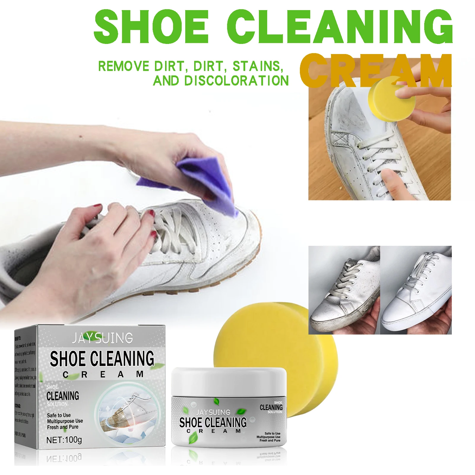 White Shoe Stains Remover Paste Kit Sneakers Cleaning Cream