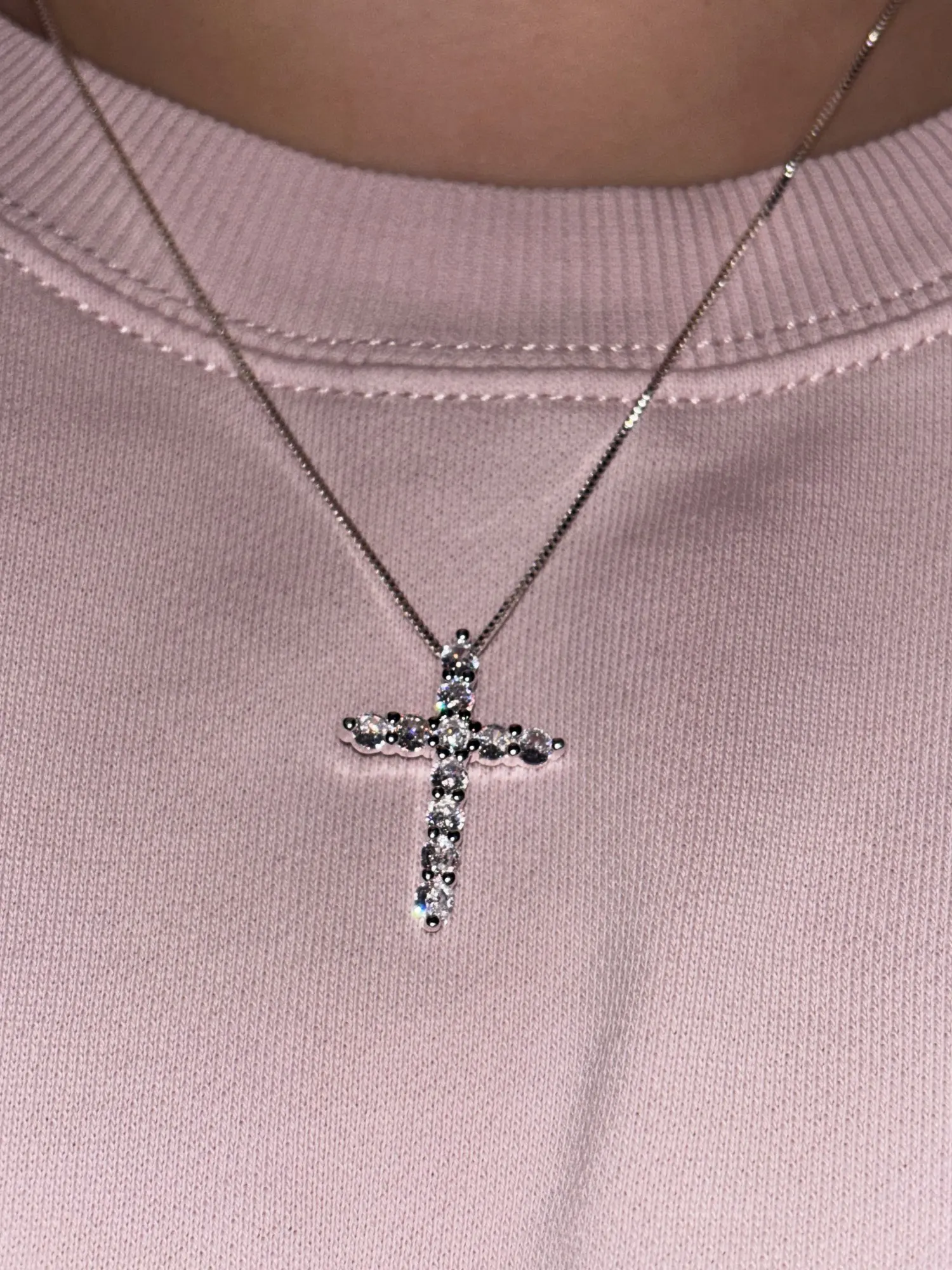 925 Sterling Silver Crystal Cross Necklace