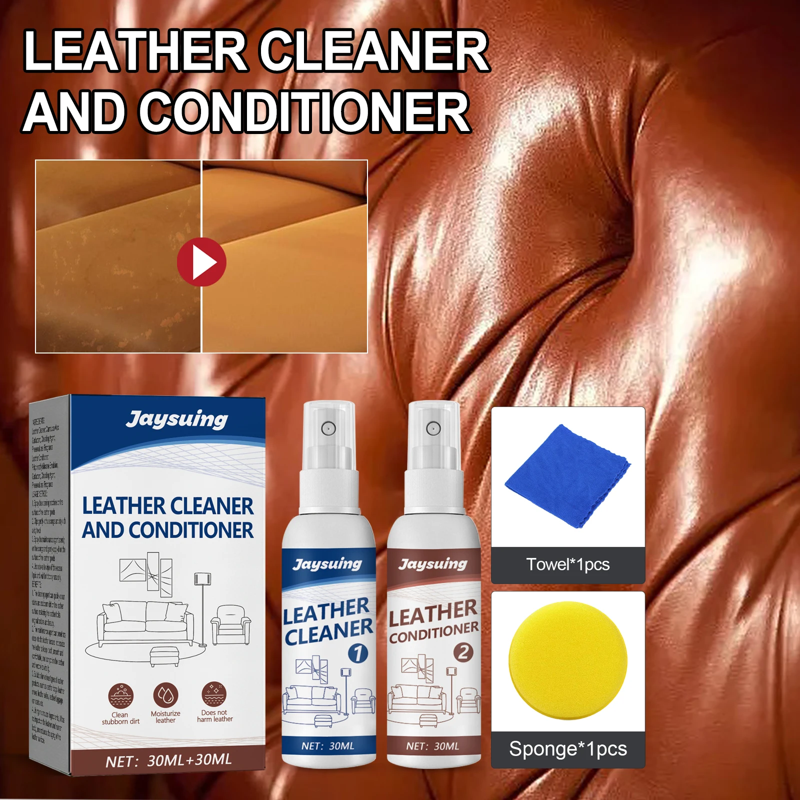 Leather Car Cleaner Conditioner Spray Set