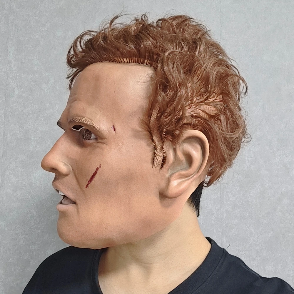Hübsche junge Mann Maske Karneval Cosplay Party Requisiten realistische Charaktere Latex Gesichtsbedeckung für Halloween Kostüme Dress Up – Detail 6