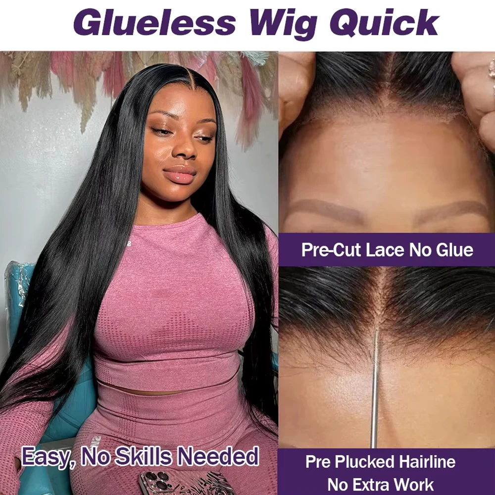 40 42 Inch Bone Straight Human Hair Wigs 13x4 13x6 HD Lace Frontal Wigs Glueless 5x5 Closure 3 Seconds To Wear For Beginners 4