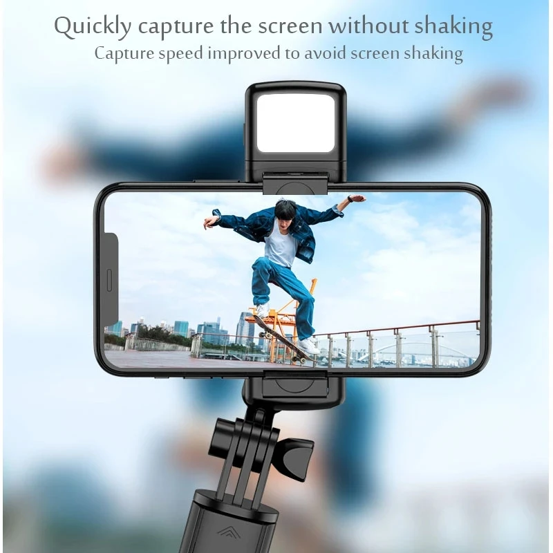 Roreta Foldable Wireless Bluetooth Selfie Stick Phone Holder Retractable Multifunctional Tripod Remote shutter Selfie light