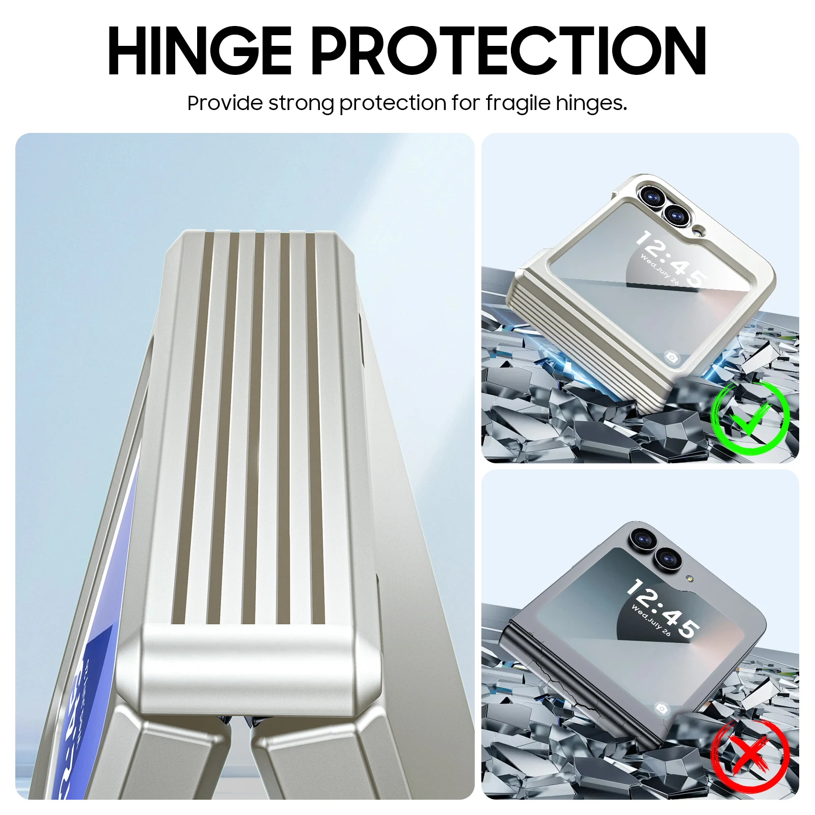 Mother's Day Gift for Galaxy Flip 6,Armored Anti-Fall Bearing Protection,Integrated Protective Film Folding Phone Case(Titanium）