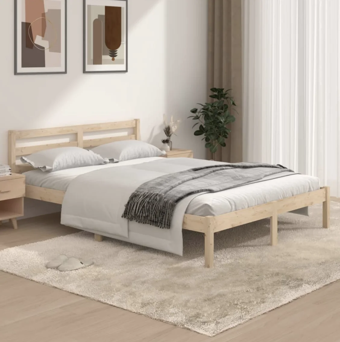 jazz opzettelijk Indringing Dubbele Bed 135X190 Cm Bed Structuur Massief Grenen Hout Moderne Stijl,  Slaapkamer Meubels, Structuur Met Hoofdeinde - AliExpress