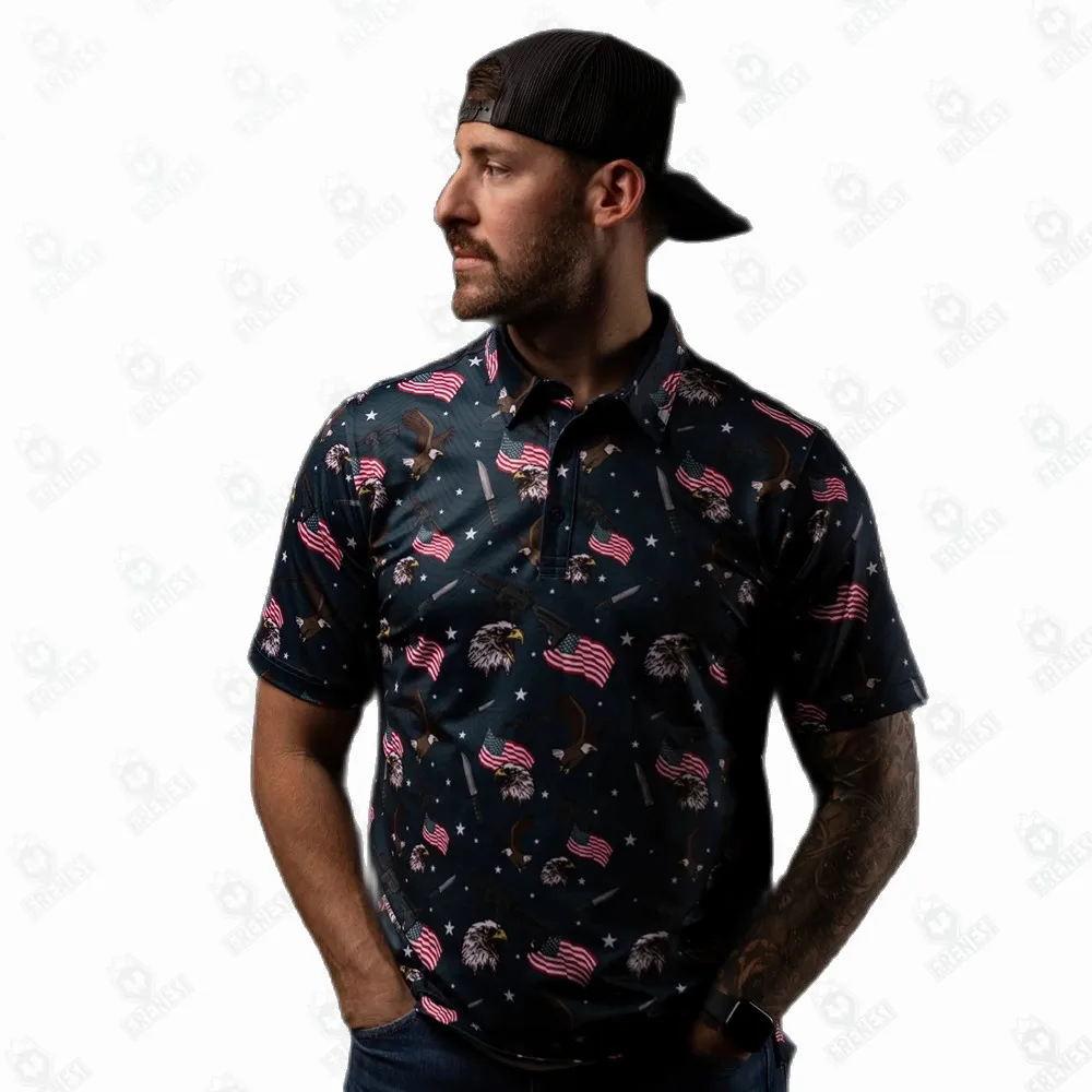 LatestAmericanEagleMenShortSleevePoloSummerLapelButtonMulti