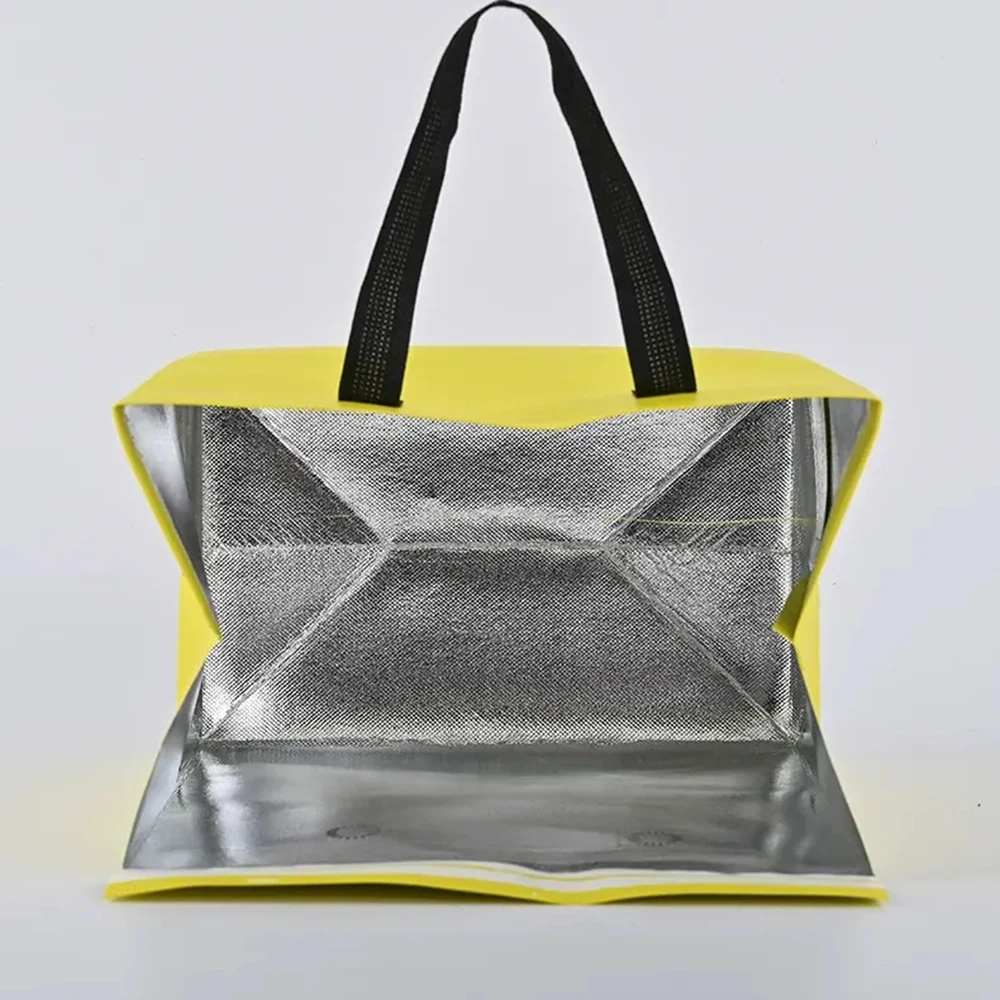 500 개/몫 테이크 아웃 점심 물고기 커피 피크닉 여행 프로 모션에 대 한 사용자 지정 인쇄 휴대용 비 짠 직물 절연 쿨러 가방