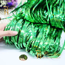 Matte Glitter Fringe Curtain for Birthday Party and Event Decoration (Glitter green)