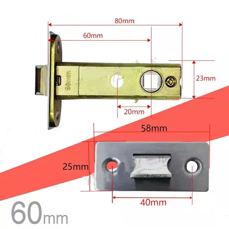 Description Picture 6 of item1pcs Zinc Alloy Lock Cylinders 35-50mm Room Door Lock Single Tongue Lock Three Bar Lock Repair Parts Silent Anti-Theft Bedroom