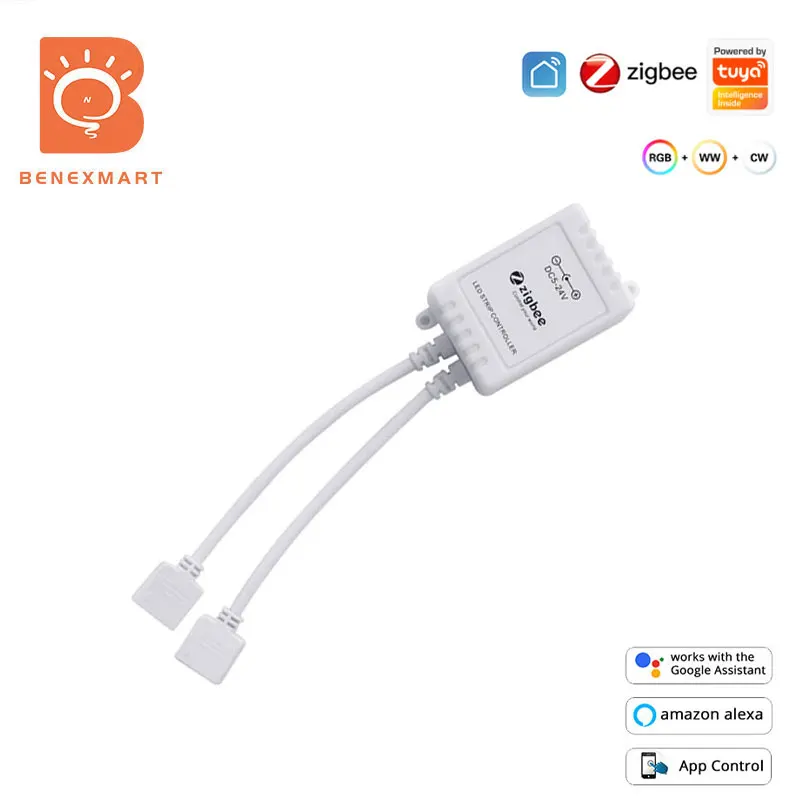 

Benexmart Tuya Zigbee LED Driver 6 Pin for RGB+CCT Light Strip Work with Homekit via ZMHK-01 Hub Alexa Google Home Smartthings