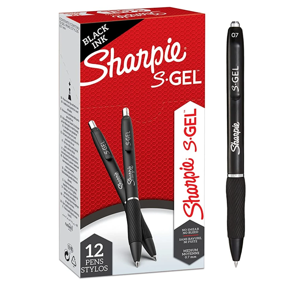 Sharpie S-Gel Gel Pens Fine Point 0.7mm Black Ink Gel Ink Pen Rubber Grip  Office Accessories 12 Count - AliExpress