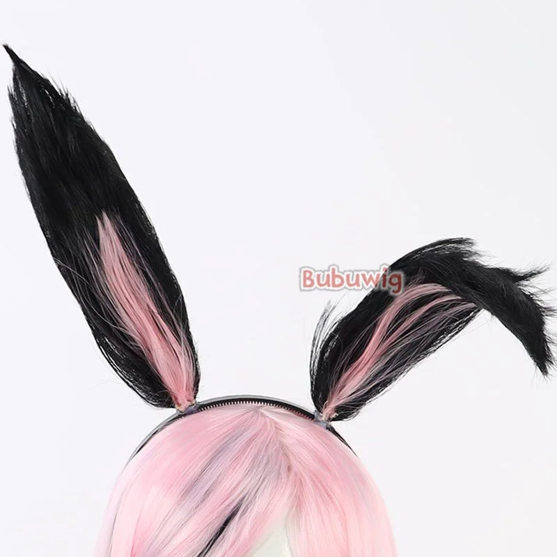 Bubuwig 합성 머리 모리 칼리오페 코스프레 가발 애니메이션 가상 유튜버 모리 칼리오페 70cm 핑크 혼합 블랙 가발 내열성