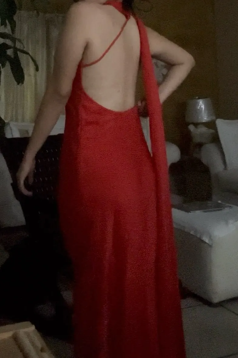 Elegant Ribbon Halter Dress Women Solid Off Shoulder Sleeveless Backless Slim Maxi Dresses 2025 Summer Autumn Party Robes Lady photo review