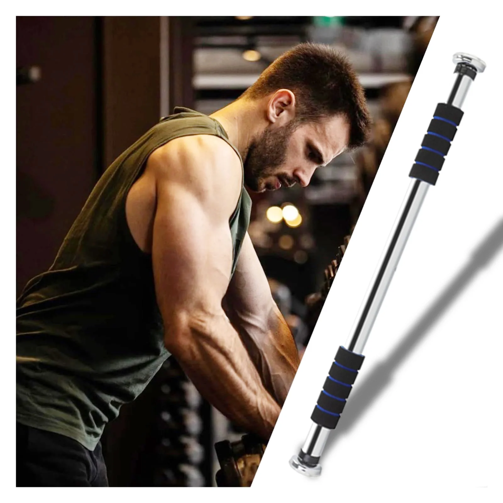 Barre de traction porte sans perçage - Support ajustable 62-100cm jusqu'à 150kg pour chin up