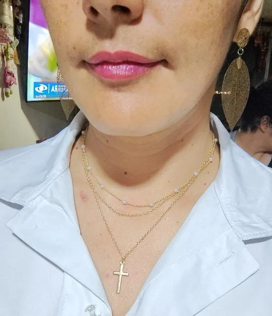 LATS Multilayer Pearl Cross Love Heart Pendant Necklaces photo review