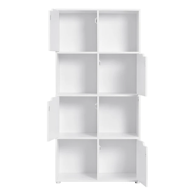 Libreria WOLTU Bianca Con 8 Cubi Aperti | Scaffale Espositore Per Soggiorno E Ufficio 100x30x97.5cm - Foto 11