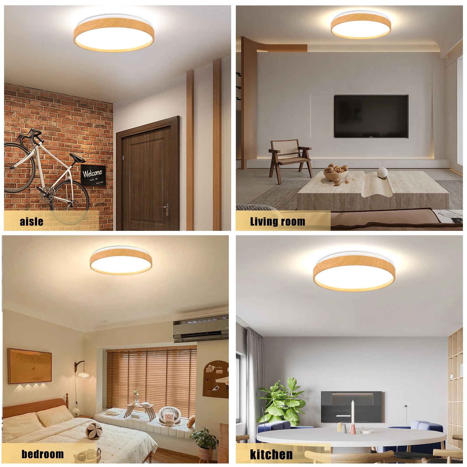 Ultra Thin Led Ceiling Light Round Wood Grain Ceiling Lamps for Living Room 220V 240V Led Lights for Room Bedroom Home Decor