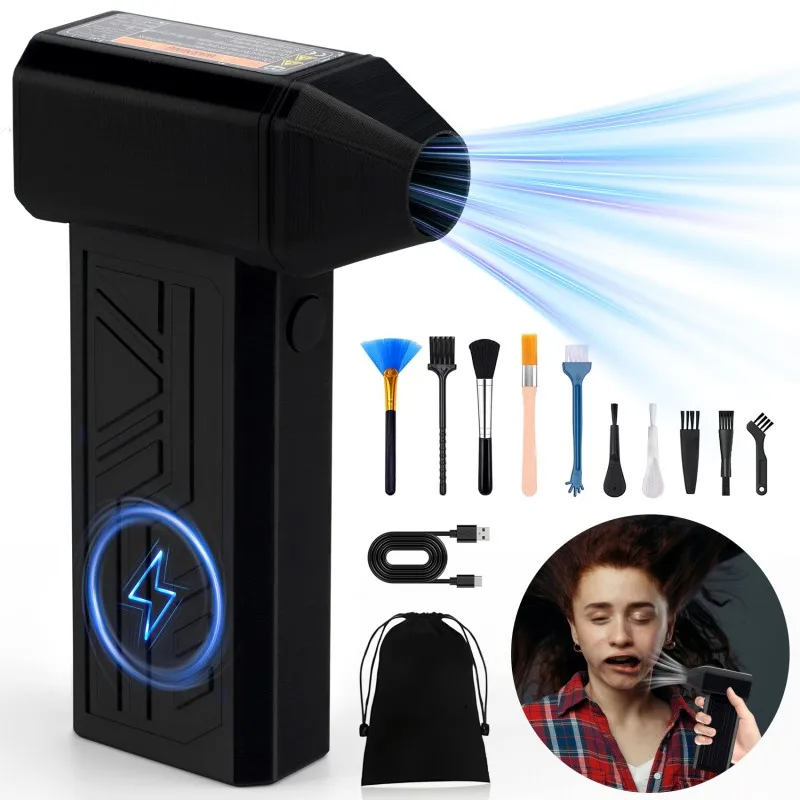 Handheld Mini Turbo Jet Fan 130000RPM Compressed air Duster for Car/Keyboard/PC/PS5
