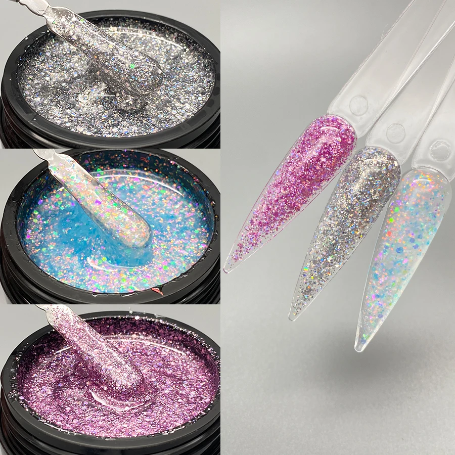 Jillnails Nude Glitter Acrylic Nail Gel 50g Sparlking Acryl Poly Nails Extension Gel Self Leveling 2