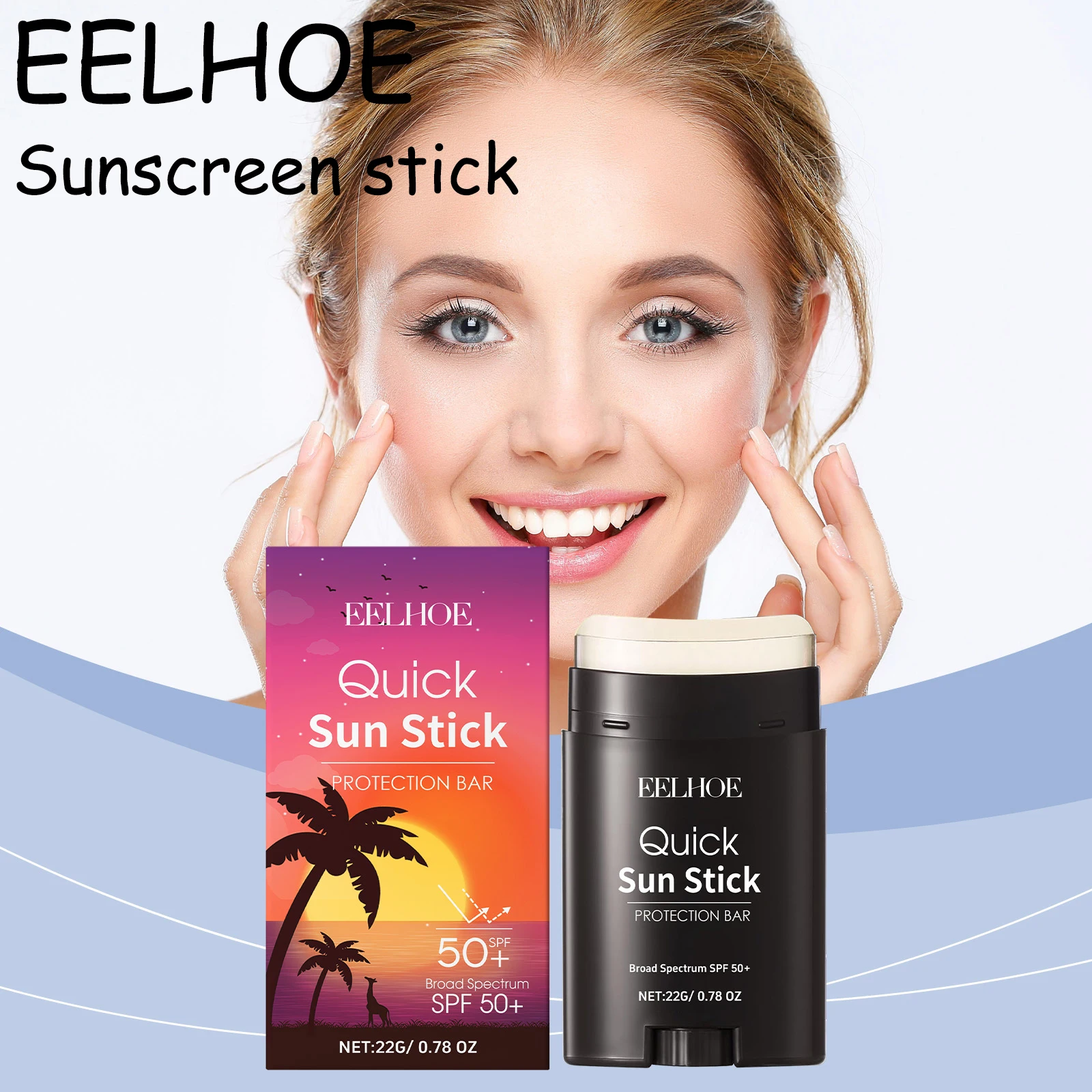 EELHOE Centella Sunscreen Cream Stick Summer Outdoor Beach Prevent UV Reduce Redness Moisturizing Sweatproof Sunscreen Stick