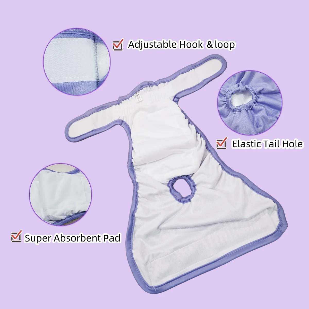 Pet Female Dog Diaper Physiological Sanitary Reusable Nappy Belly Wrap Dogs Diapers Highly Absorbent Leak Proof Pee Pant