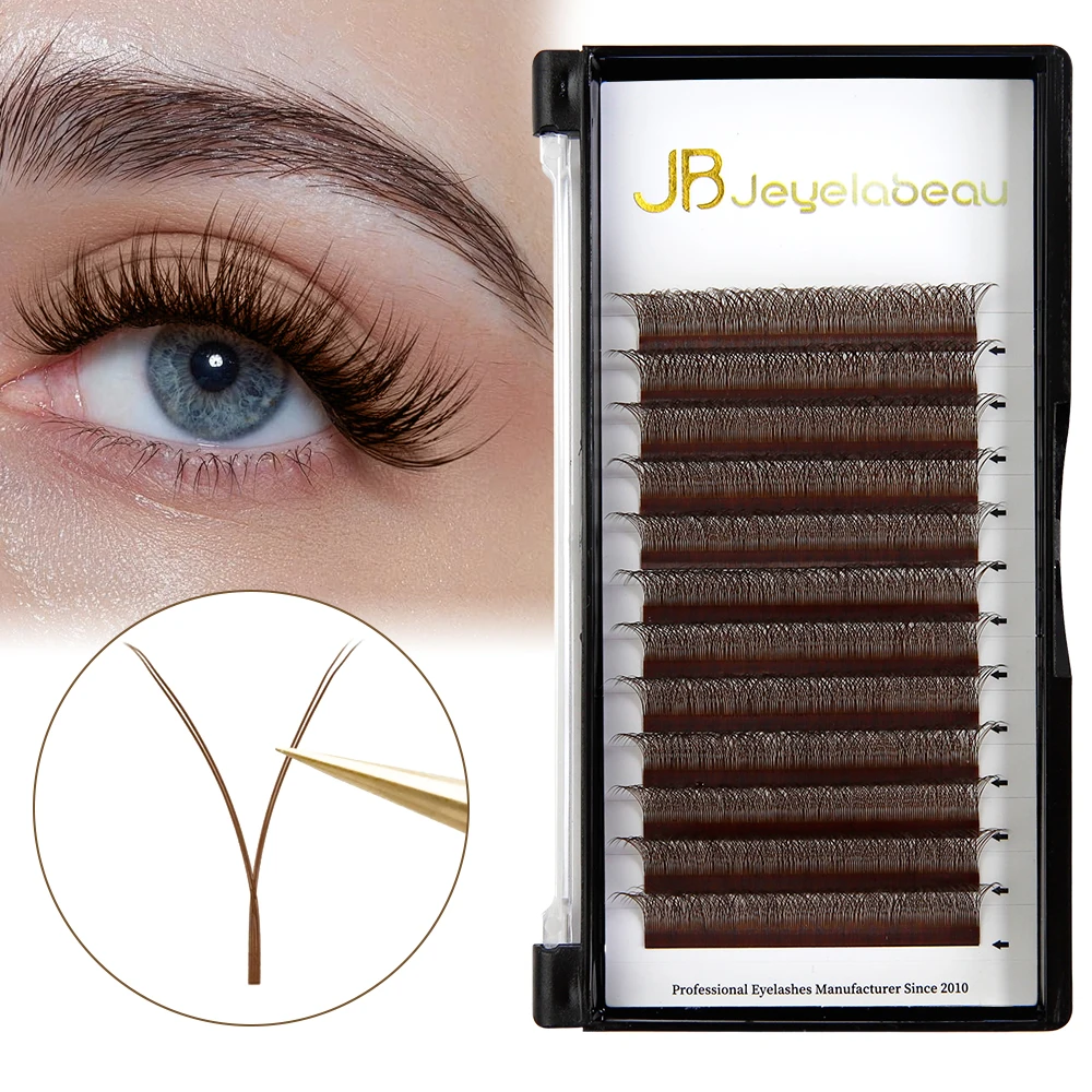 JB Jeyelabeau Natural Brown Eyelash Extensions - Soft Individual Fake Lashes with Dual Tips (7-15mm)