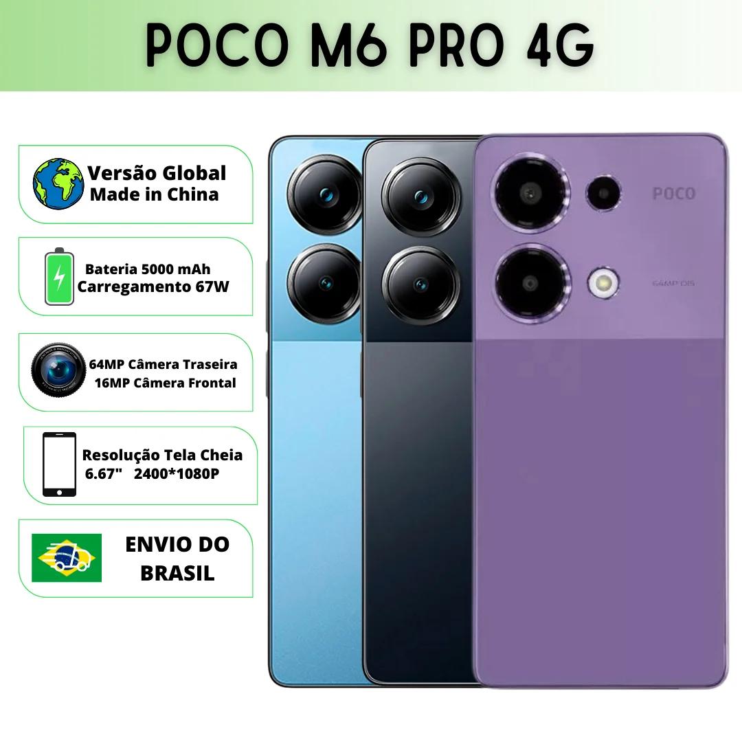 Xiaomi-poco m6 proスマートフォン、4g、rom、64mpカメラ、67w 