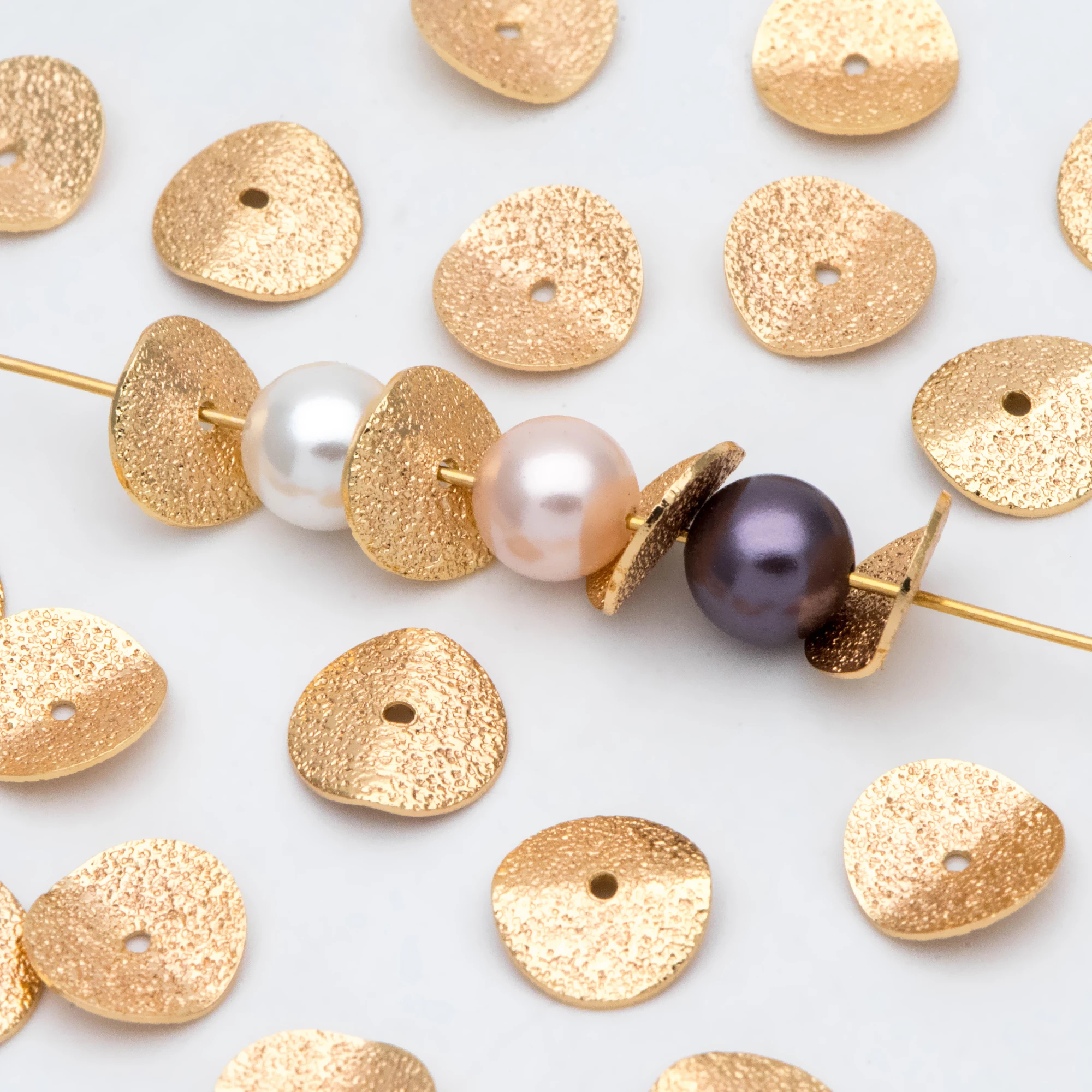 20pcs Disc Spacer Beads 10mm, 18K Gold Plated Brass, Round Coin Disk