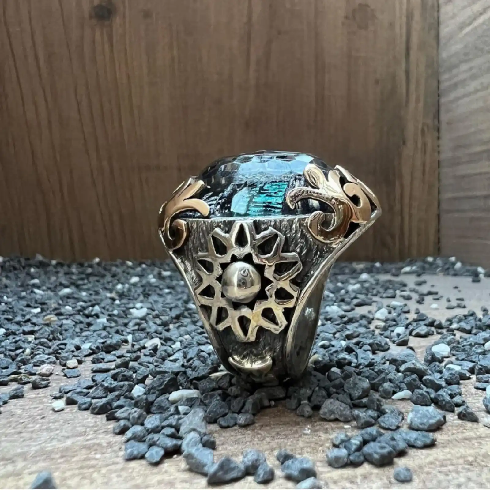 Carved Men's Silver Ring with Mosque Motif, Completely Handcrafted by Turkish Masters. Gift For Muslim Islam Jewelry 2 Carved Men's Silver Ring with Mosque Motif, Completely Handcrafted by Turkish Masters. Gift For Muslim Islam Jewelry - Image 2
